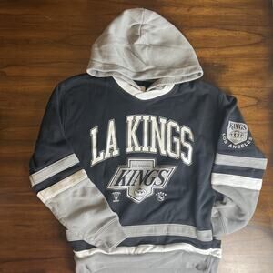 Mens Sz Small Los Angeles Kings Retro Ringer Jersey Sweatshirt Hoodie Hockey NHL